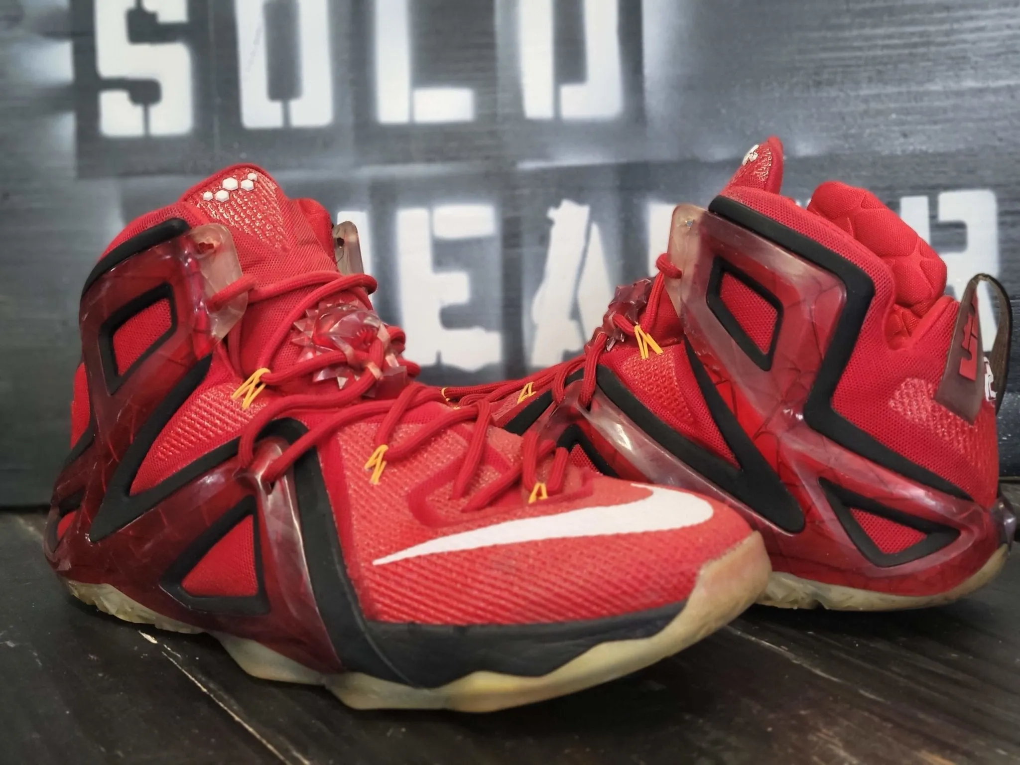 2014 Nike Lebron XII Elite Red/Gold Basketball Shoes 724559-618 Men 12