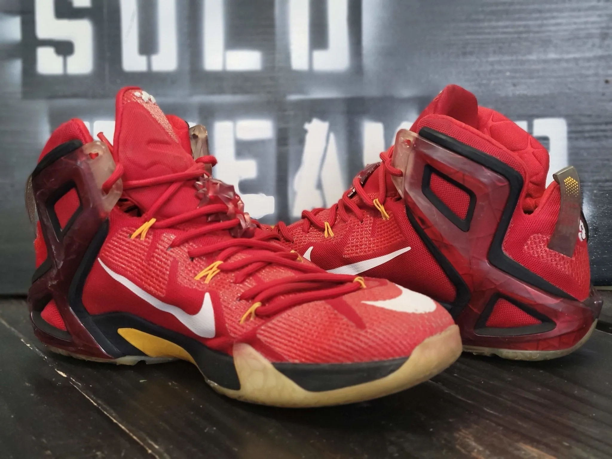 2014 Nike Lebron XII Elite Red/Gold Basketball Shoes 724559-618 Men 12