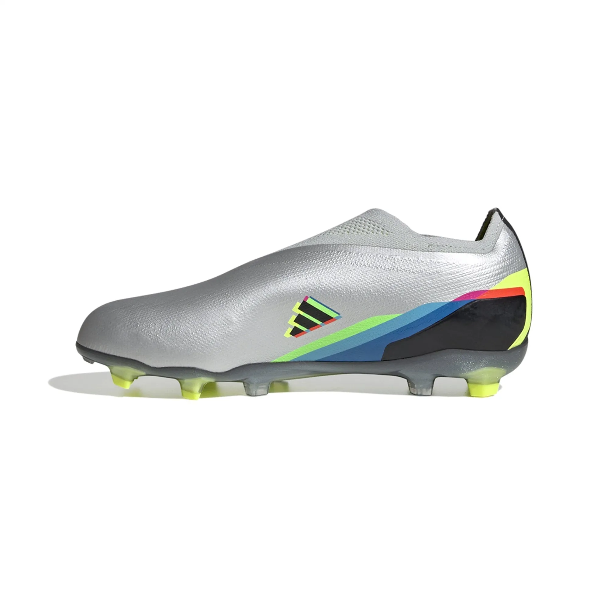 adidas X Speedportal  FG Junior Firm Ground Soccer Cleat - Metallic Silver/Core Black/Solar Yellow