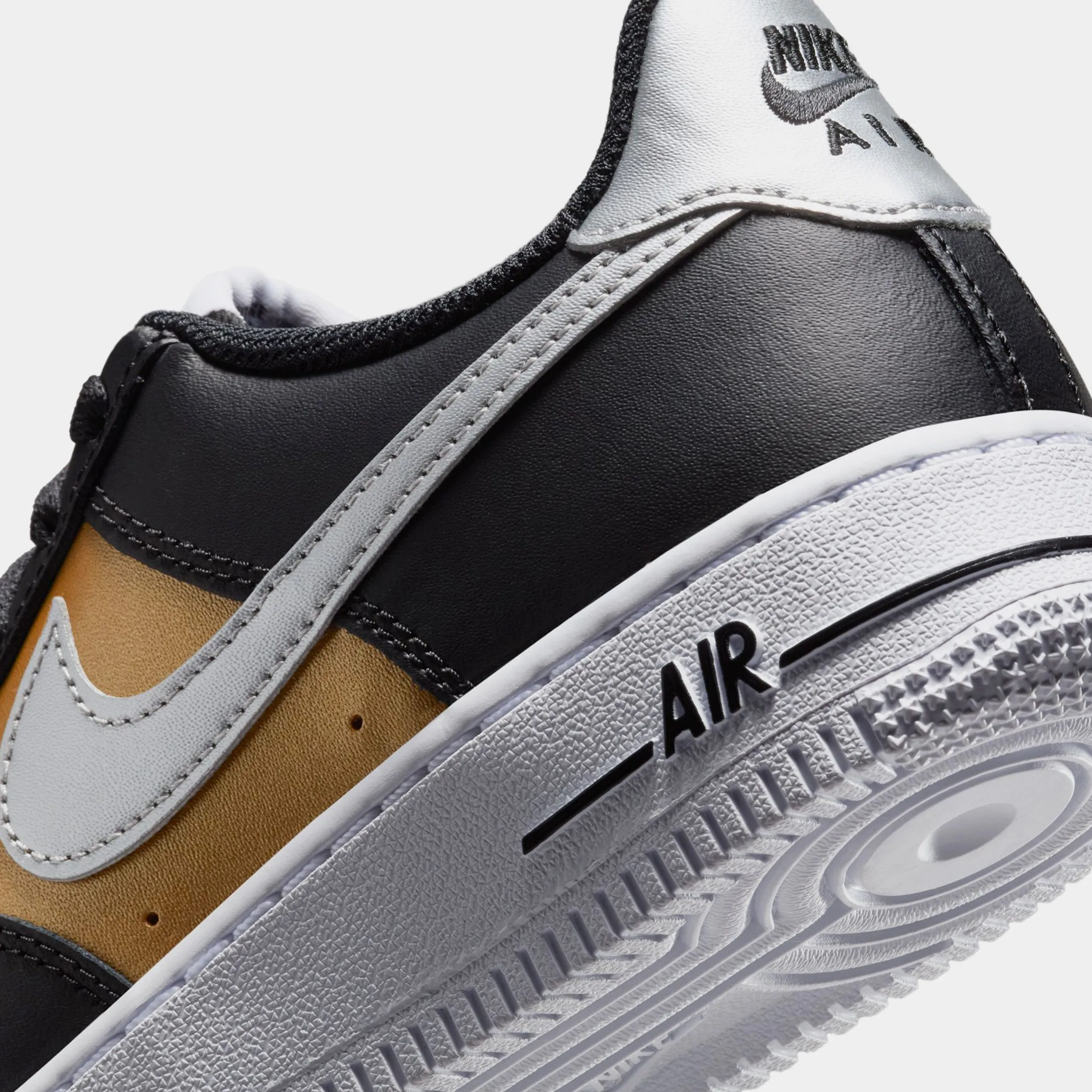 Air Force 1 Low Grade School Lifestyle Shoes (Black/White/Metallic Gold)