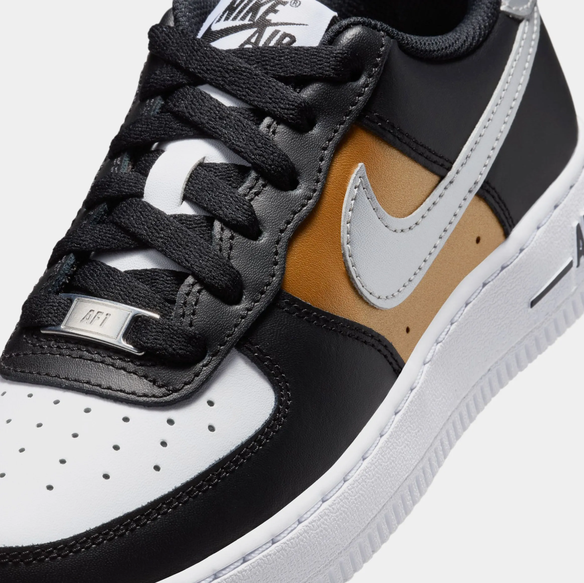 Air Force 1 Low Grade School Lifestyle Shoes (Black/White/Metallic Gold)