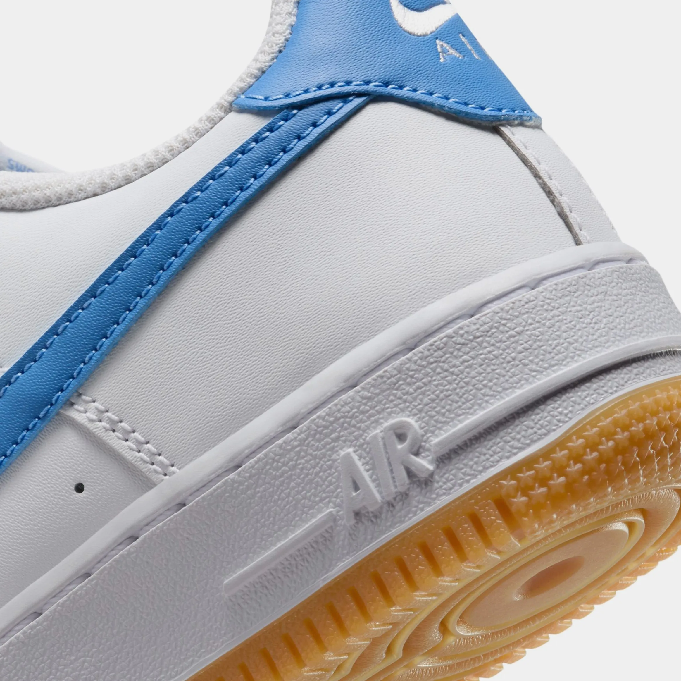Air Force 1 Low Grade School Lifestyle Shoes (White/Gum Light Brown/Blue Beyond)