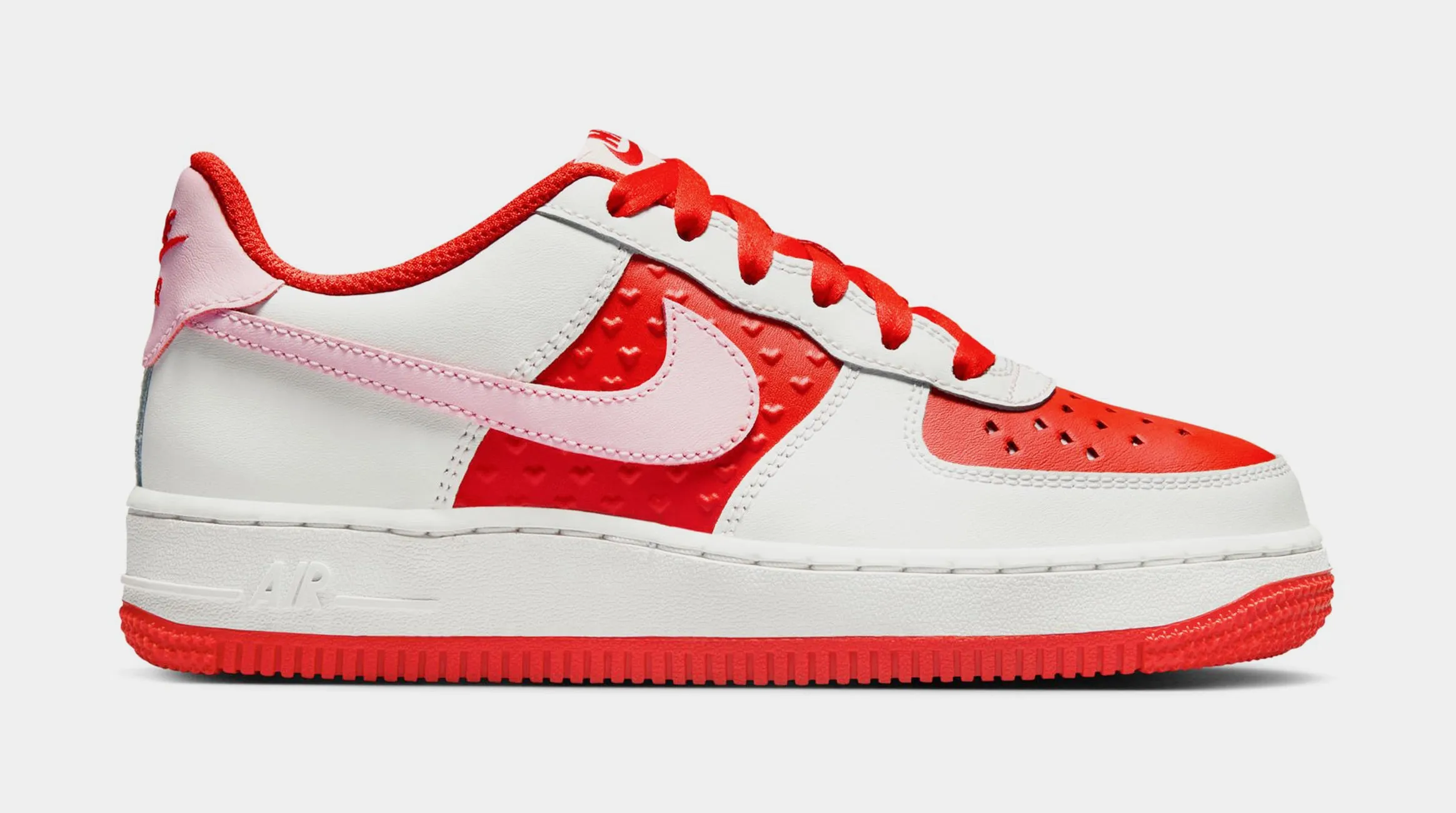 Air Force 1 Low Valentines Day Grade School Lifestyle Shoes (Summit White/Pink Foam/Light Crimson/Fire Red)