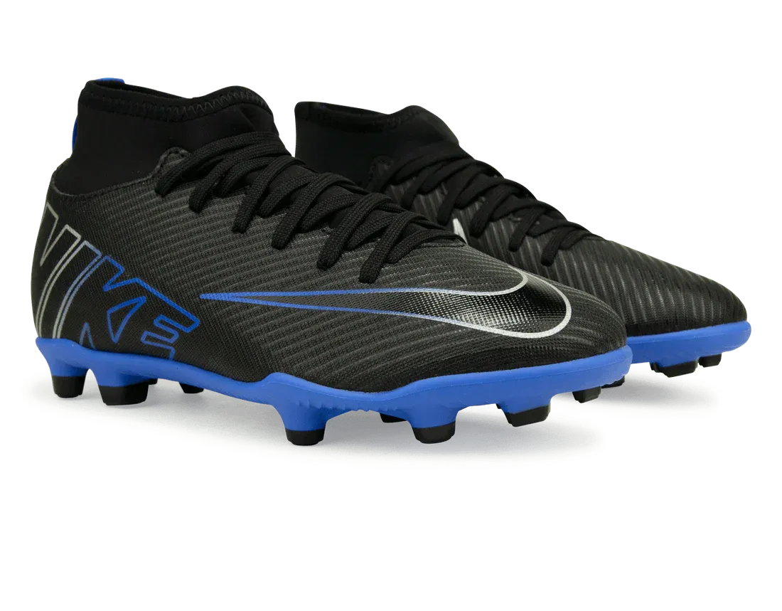 NIKE KIDS ZOOM MERCURIAL SUPERFLY 9 CLUB FG/MG BLACK/BLUE