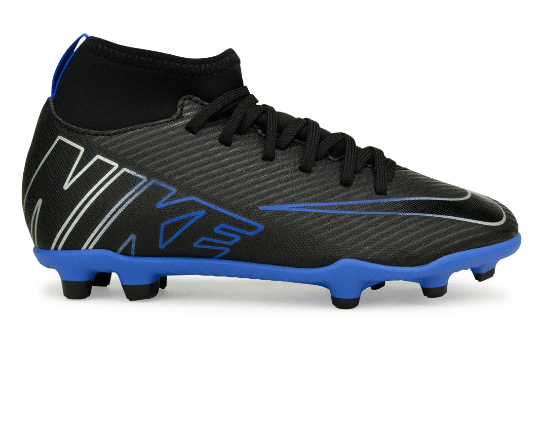 NIKE KIDS ZOOM MERCURIAL SUPERFLY 9 CLUB FG/MG BLACK/BLUE