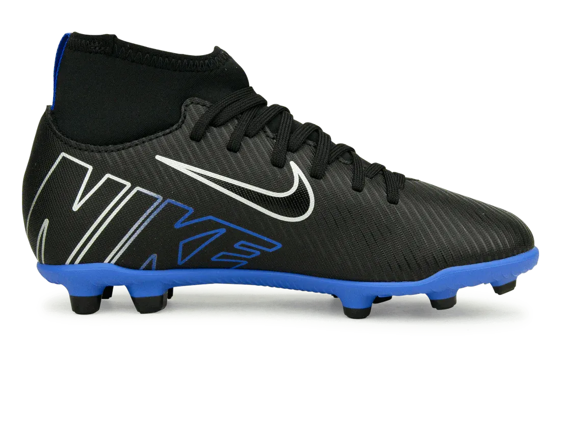 NIKE KIDS ZOOM MERCURIAL SUPERFLY 9 CLUB FG/MG BLACK/BLUE