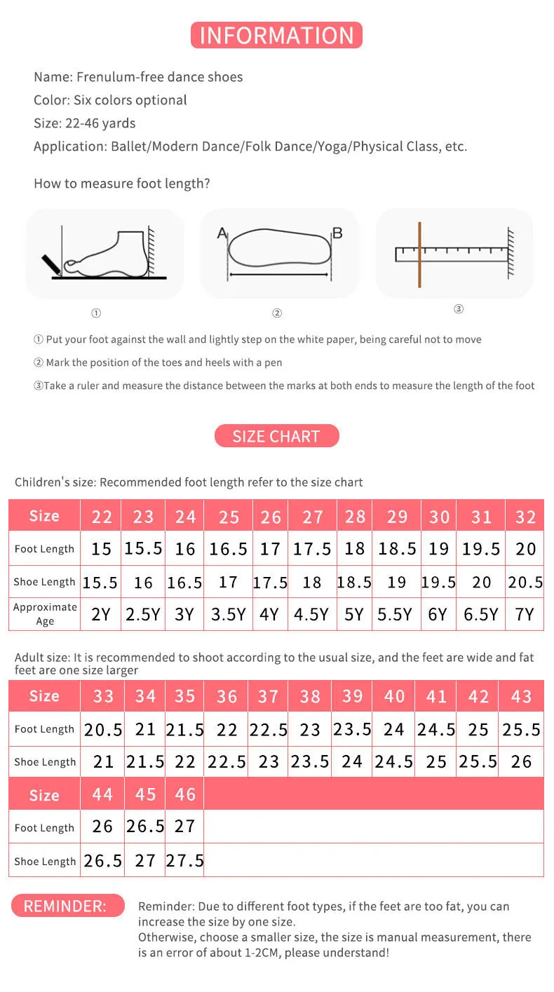 Soft Sole Training Shoes Frenulum-free Ballet Shoes