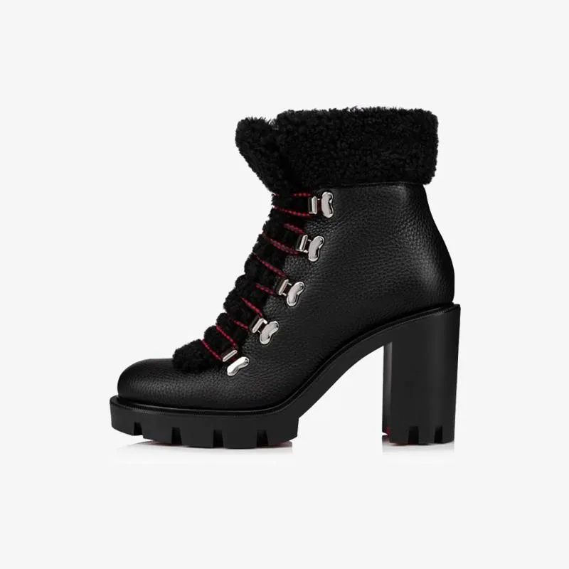 Textured Black Ankle Boots