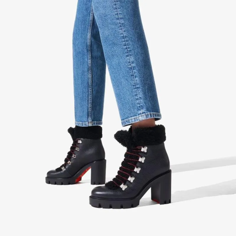 Textured Black Ankle Boots